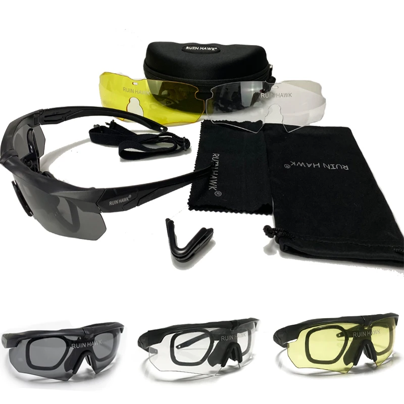 Gafas para deportes al aire libre para hombre, gafas polarizadas de alta calidad, gafas protectoras tácticas para caza Airsoft Bullet