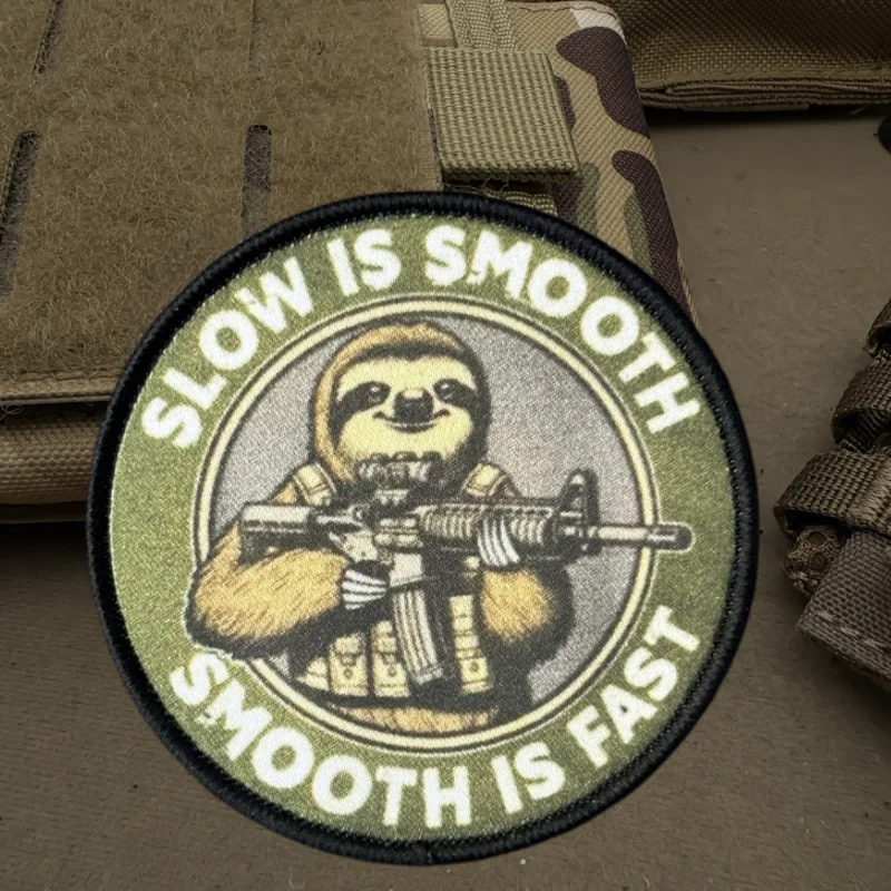 Parche de impresión lento, suave y rápido, chaleco táctico, insignia de moral con gancho y bucle, pegatina para mochila, parches para brazalete para ropa - imagen 4