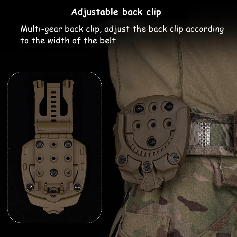 Adaptador de Base de funda de pistola táctica, rotación de 360 grados para cinturones deportivos al aire libre, portador de placa, plataforma de sistema de bloqueo rápido - imagen 2