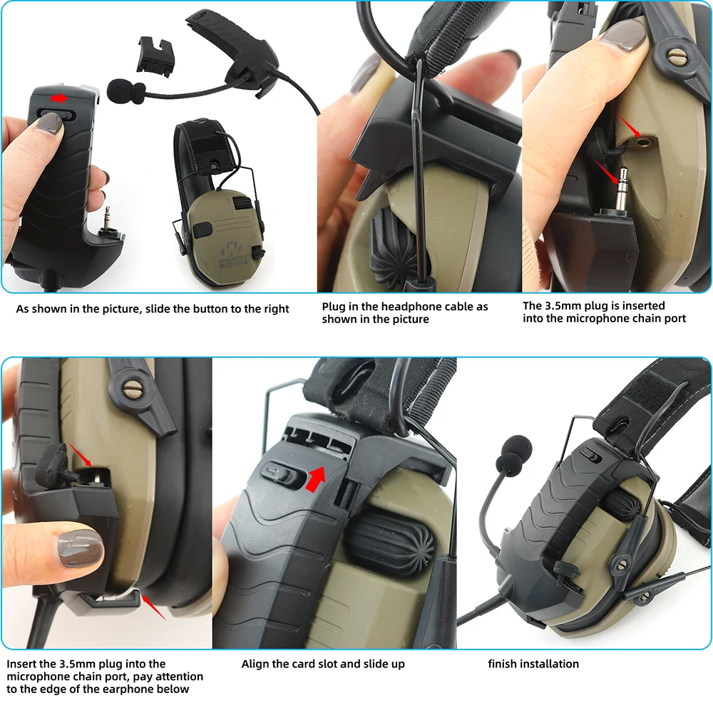 Auriculares tácticos para disparar, adaptador de orejera, Kit de micrófono externo para orejeras electrónicas Walkerrazor, novedad de 2023 - imagen 5