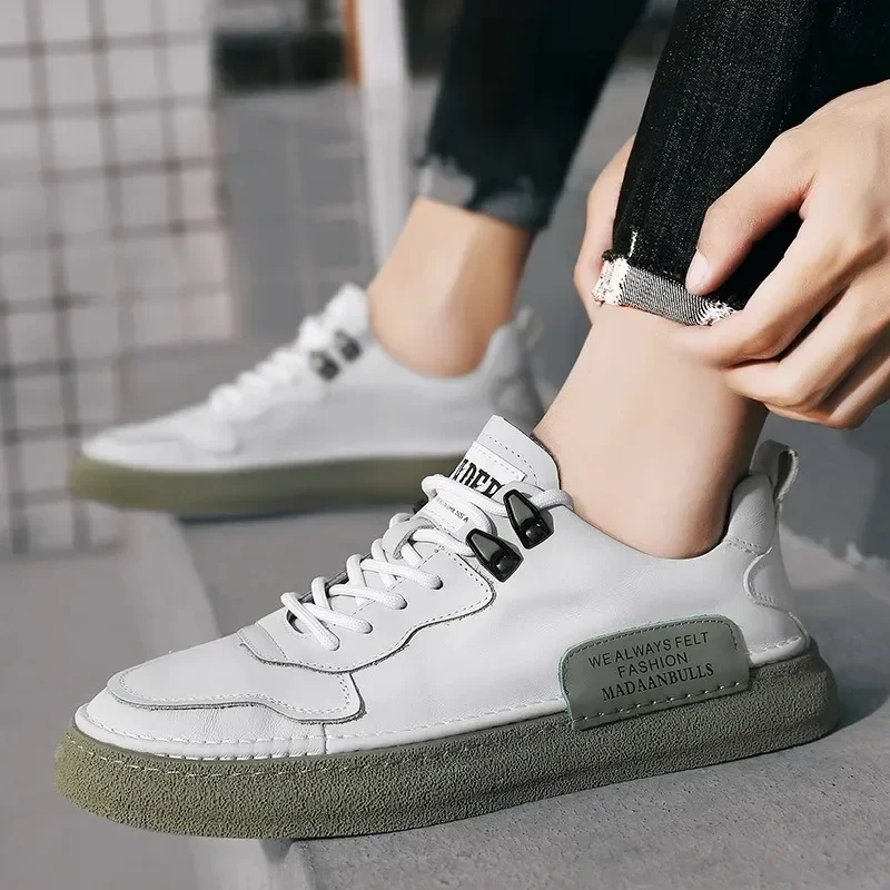 Zapatillas de cuero de hombre planas casuales cómodas modernas - imagen 4