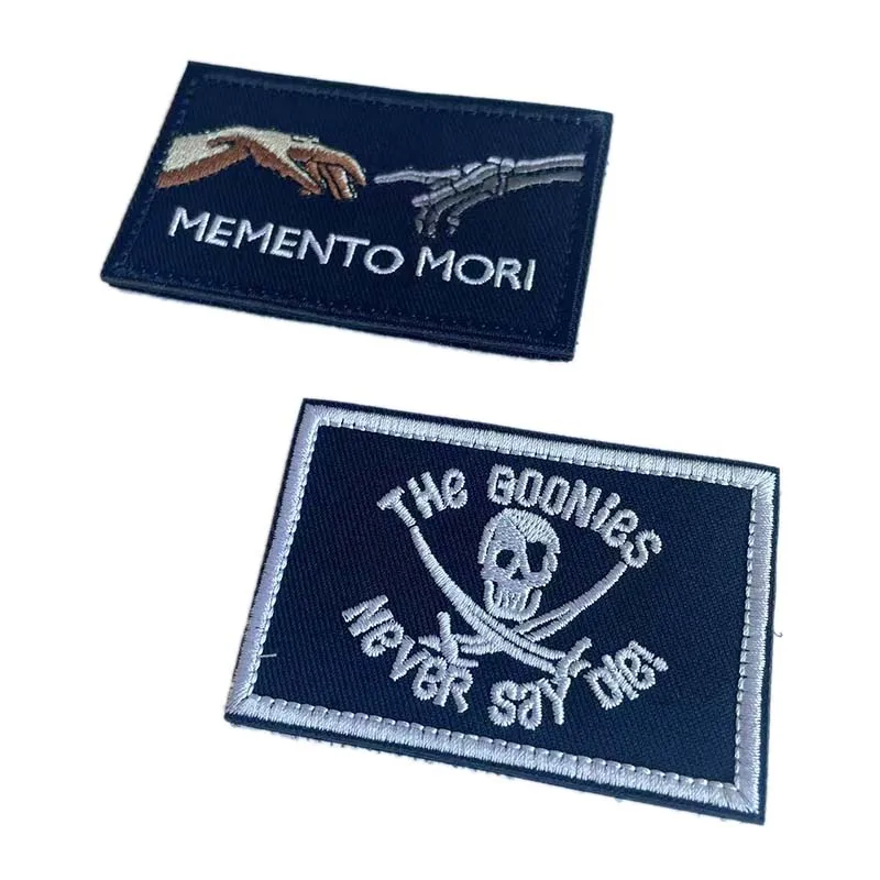 Parches "Never Say Die","Memento Mori", apliques de tela, insignia de moral bordada con calavera, pegatina para mochila con emblema táctico militar - imagen 4