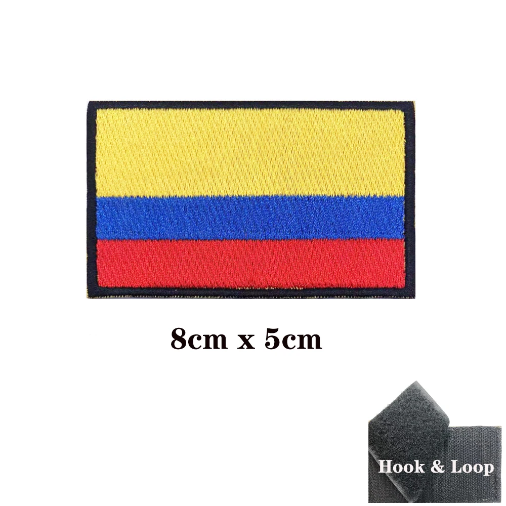 Parches de bandera de Colombia, brazalete, parche bordado, gancho y bucle, insignia bordada con hierro, raya militar - imagen 3