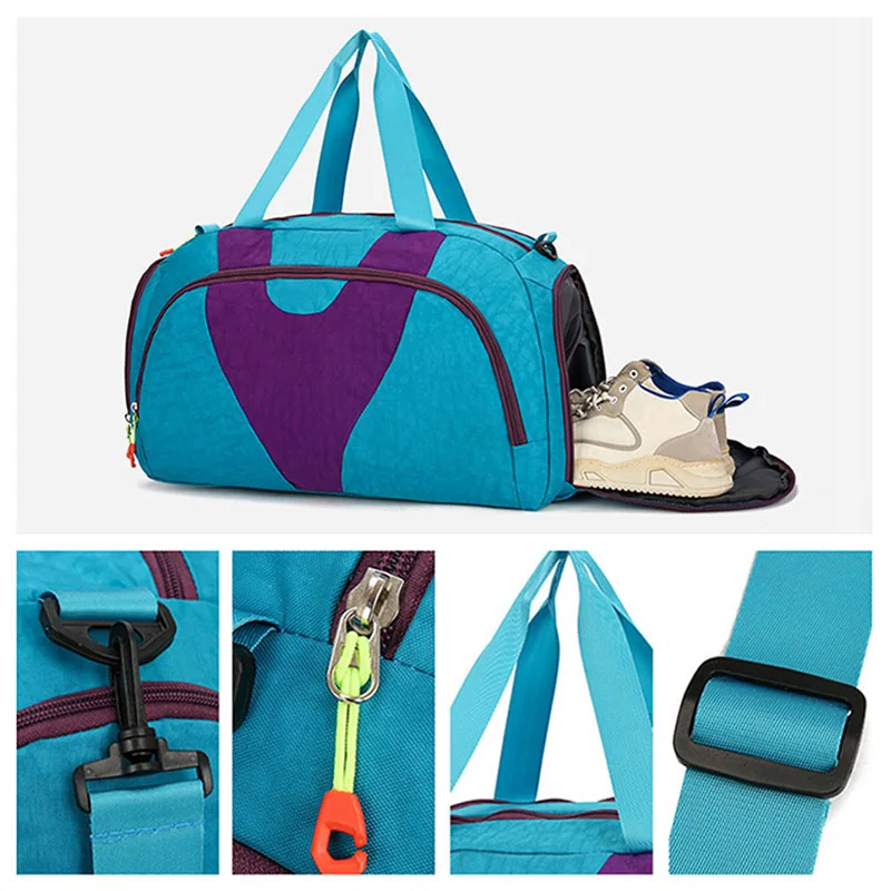 Bolso de mano deportivo de gran capacidad para mujer, bolsa de hombro con bolsillo para zapatos secos y húmedos, para natación, Fitness, Yoga y viaje - imagen 5