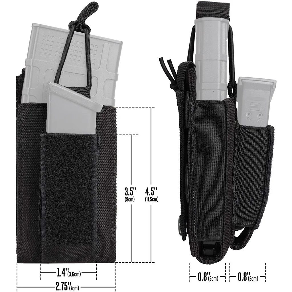 Bolsas para revistas Molle tácticas de doble bolsillo para almacenamiento de revistas de 5,56/9mm, bolsa de transporte para chaleco Airsoft, mochila con cinturón - imagen 4