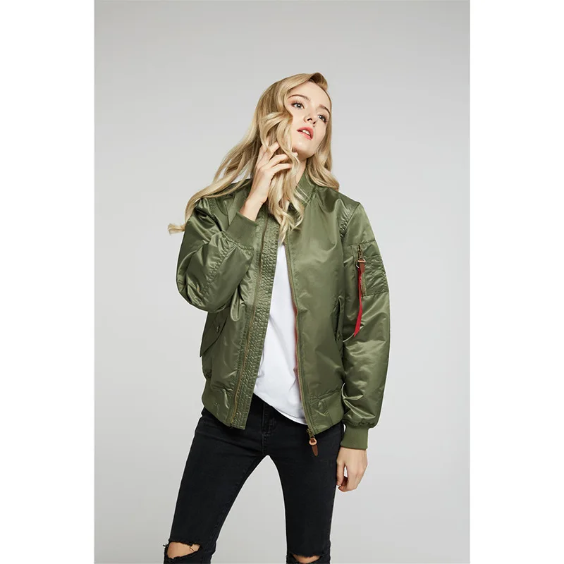 MA-1 primavera y otoño traje de béisbol fino piloto chaqueta de la Fuerza Aérea femenina suelta corta Bf chaqueta de viento Retro - imagen 3
