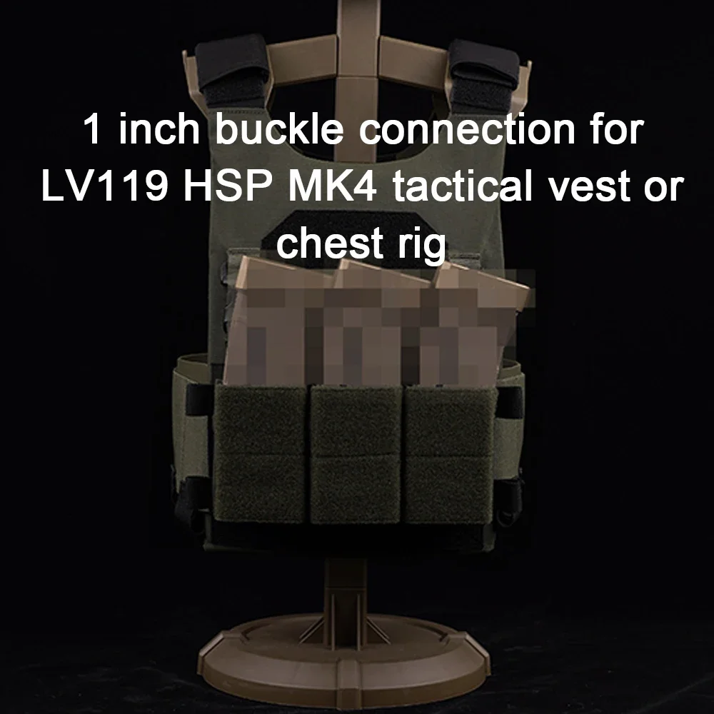 Bolsa táctica doble Triple para revistas, soporte MAG M4 5,56, Panel de bucle de bolsillo, conexión de hebilla de 1 pulgada para chaleco portador LV119 HSP MK4 - imagen 5
