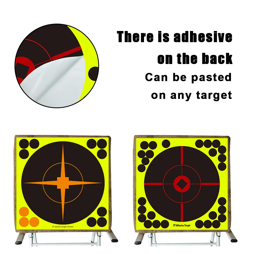 Pegatinas de objetivo de salpicaduras de 8 pulgadas, papel de destino autoadhesivo, papel de destino de tiro para competiciones, pegatina de práctica - imagen 5