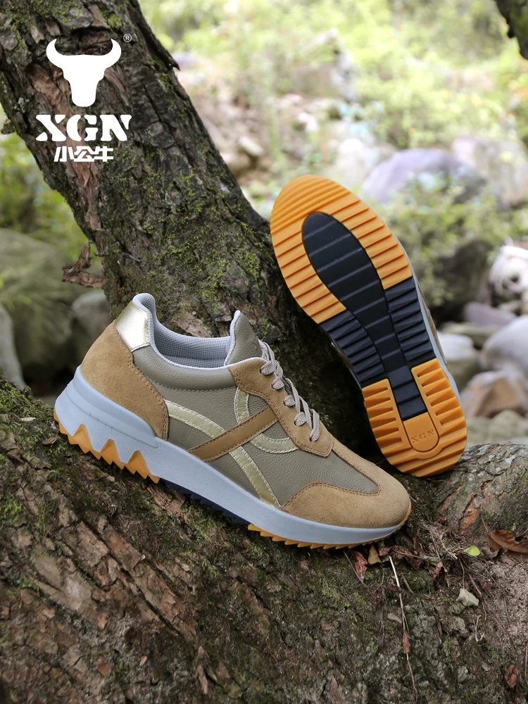 XGN zapatos de senderismo de piel de vaca, botas de caza cómodas para hombre, zapatos antideslizantes para correr, botines para mujer, zapatillas de deporte informales para senderismo - imagen 5