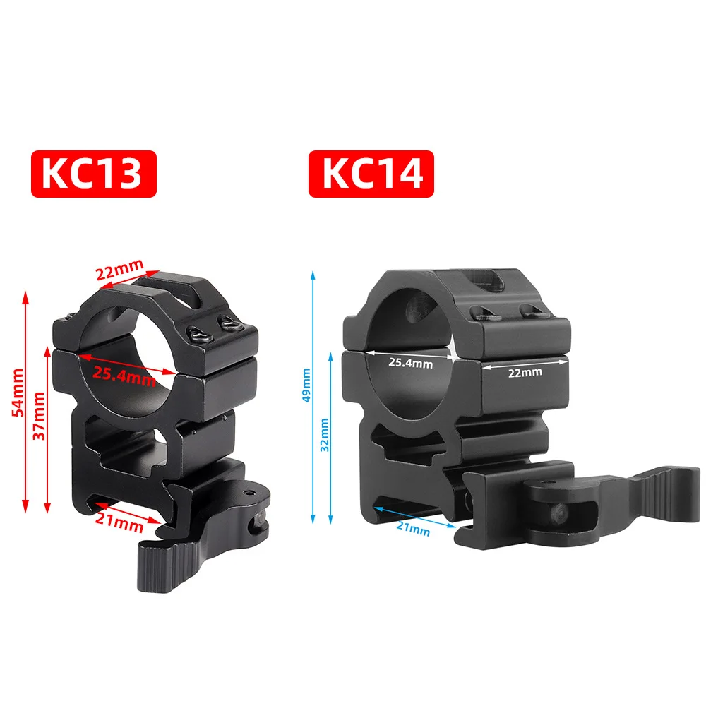 Anillo de montaje de alcance QD de 25,4mm, adaptador de montaje de mira óptica de liberación rápida, soporte para linterna láser, riel de 20mm