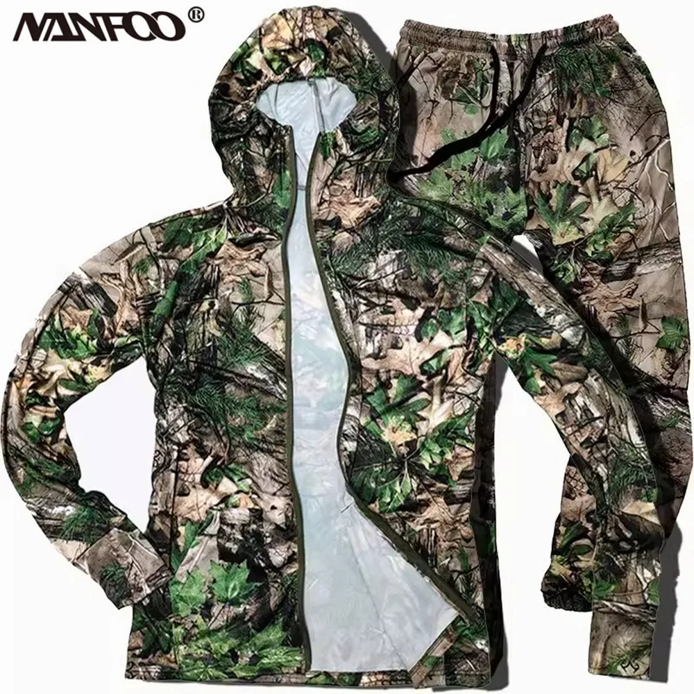 Ropa Deportiva de camuflaje biónico, traje de pesca y caza, protector solar fino, ligero, alto elástico, Media Icesilk, Verano - imagen 5