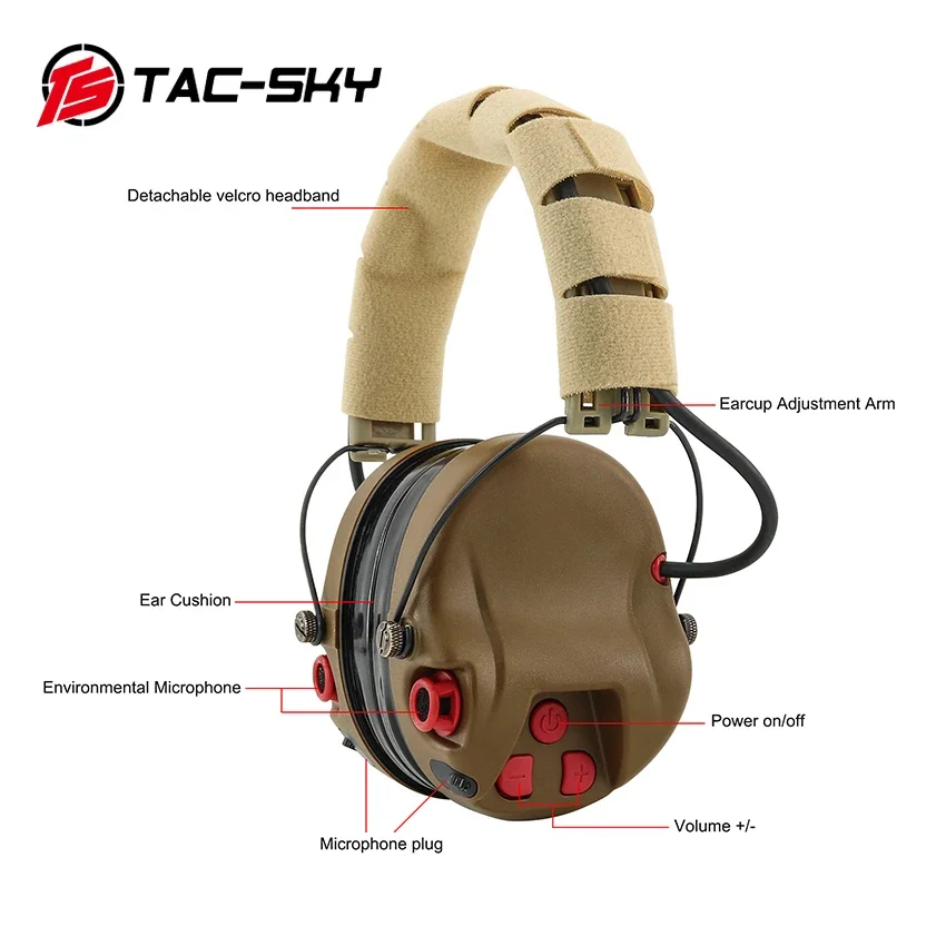 TS TAC-SKY orejeras electrónicas tácticas auriculares de tiro versión de silicona orejeras de seguridad H300A auriculares tácticos - imagen 3