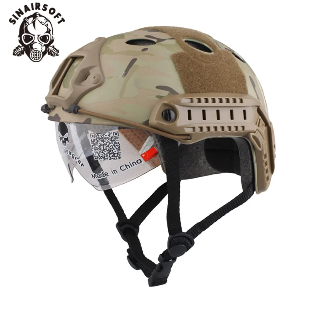 SINAIRSOFT-Casco táctico rápido con gafas Airsoft, protector deportivo ligero, caza, juego de guerra, combate