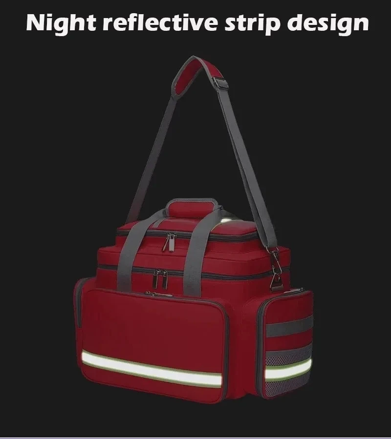 Bolsa médica de primeros auxilios para rescate de emergencia al aire libre, bolsa de gran capacidad vacía, a prueba de agua, reflectante Oxford, kit de supervivencia multibolsillo - imagen 4