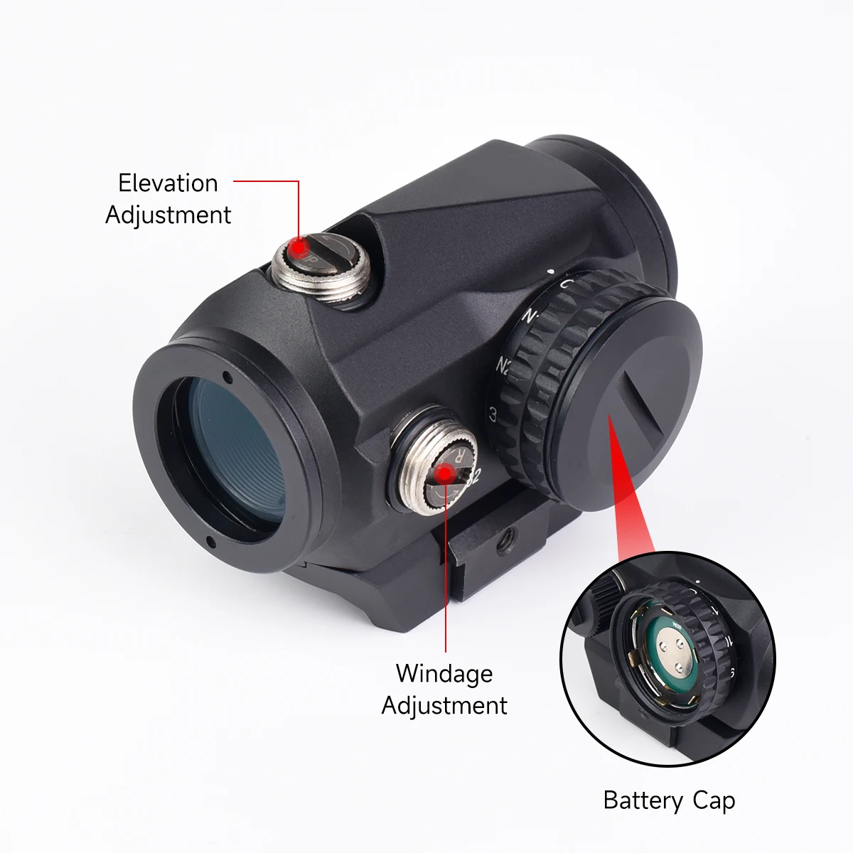 Mira de punto rojo V-GEN II con montura para rifle caza y airsoft - imagen 3