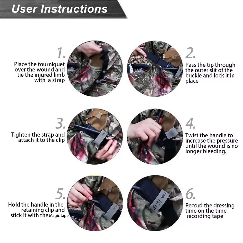 BOOIU torniquete de exploración para acampar al aire libre torniquetes de combate táctico de supervivencia al aire libre cinturón de emergencia médica giratorio - imagen 4