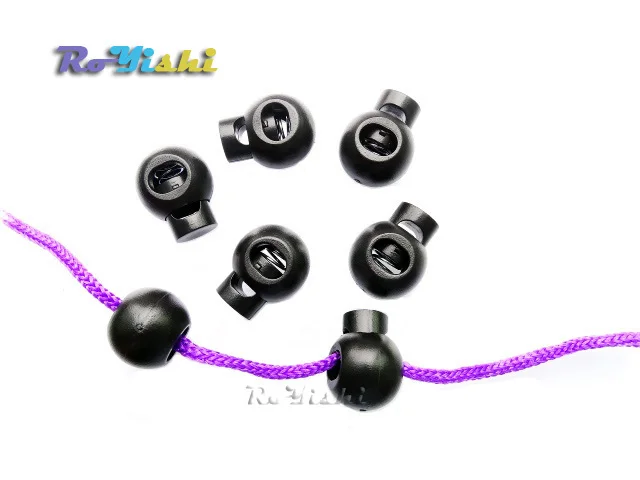 100 Uds. Tapón de palanca de bola redonda con bloqueo de cable de plástico para bolsa mochila/ropa negro - imagen 3