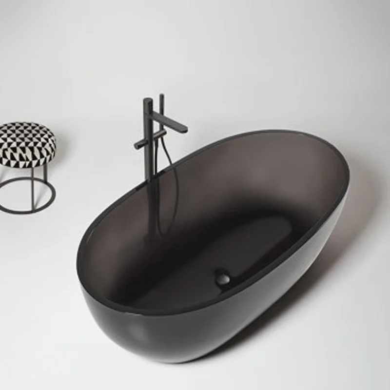 Bañeras de piedra artificial personalizadas para apartamentos grandes, bañeras integradas transparentes coloridas para alojamiento en familia de hotel - imagen 5