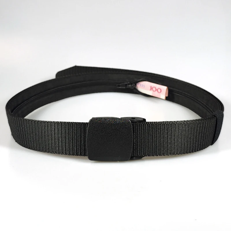 Un cinturón antirrobo de viaje para hombres y mujeres con un bolsillo secreto para dinero, disponible en muchos colores