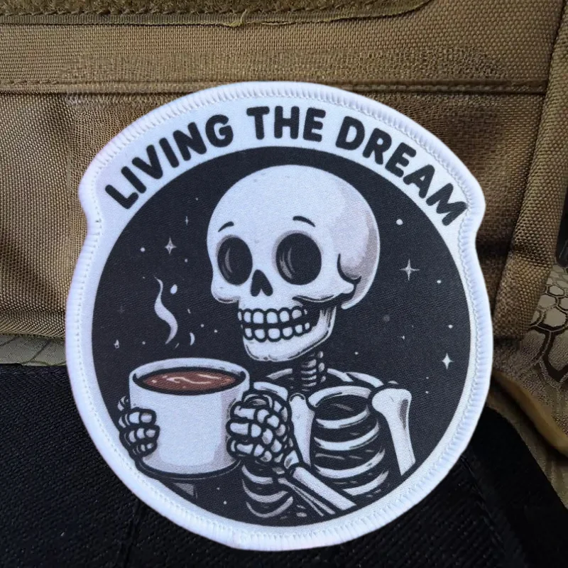 Parche con estampado de LIVING THE DREAM, chaleco táctico, insignia de moral con gancho y bucle, pegatinas decorativas para mochila, parches para brazalete para ropa - imagen 2