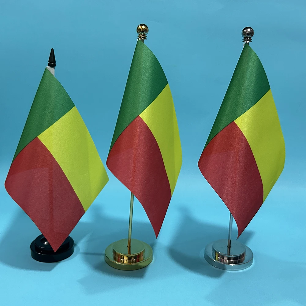 BANDERA DE SKY Bandera de escritorio de oficina Bandera de Benín 14x21 cm Bandera de Benín de poliéster Bandera Nacional Bandera de país Adornos de escritorio Banderas - imagen 2