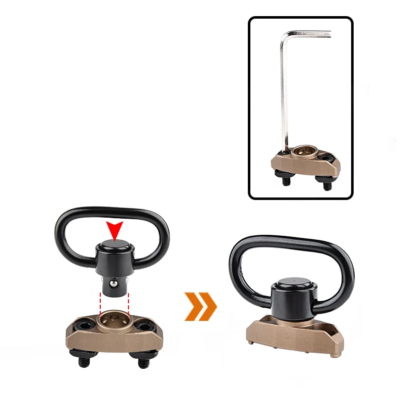 Adaptador de montaje de perno de eslinga QD de Metal táctico, Base de montaje, hebilla de correa giratoria, accesorios de botón de liberación rápida, ajuste M-LOK Keymod - imagen 5
