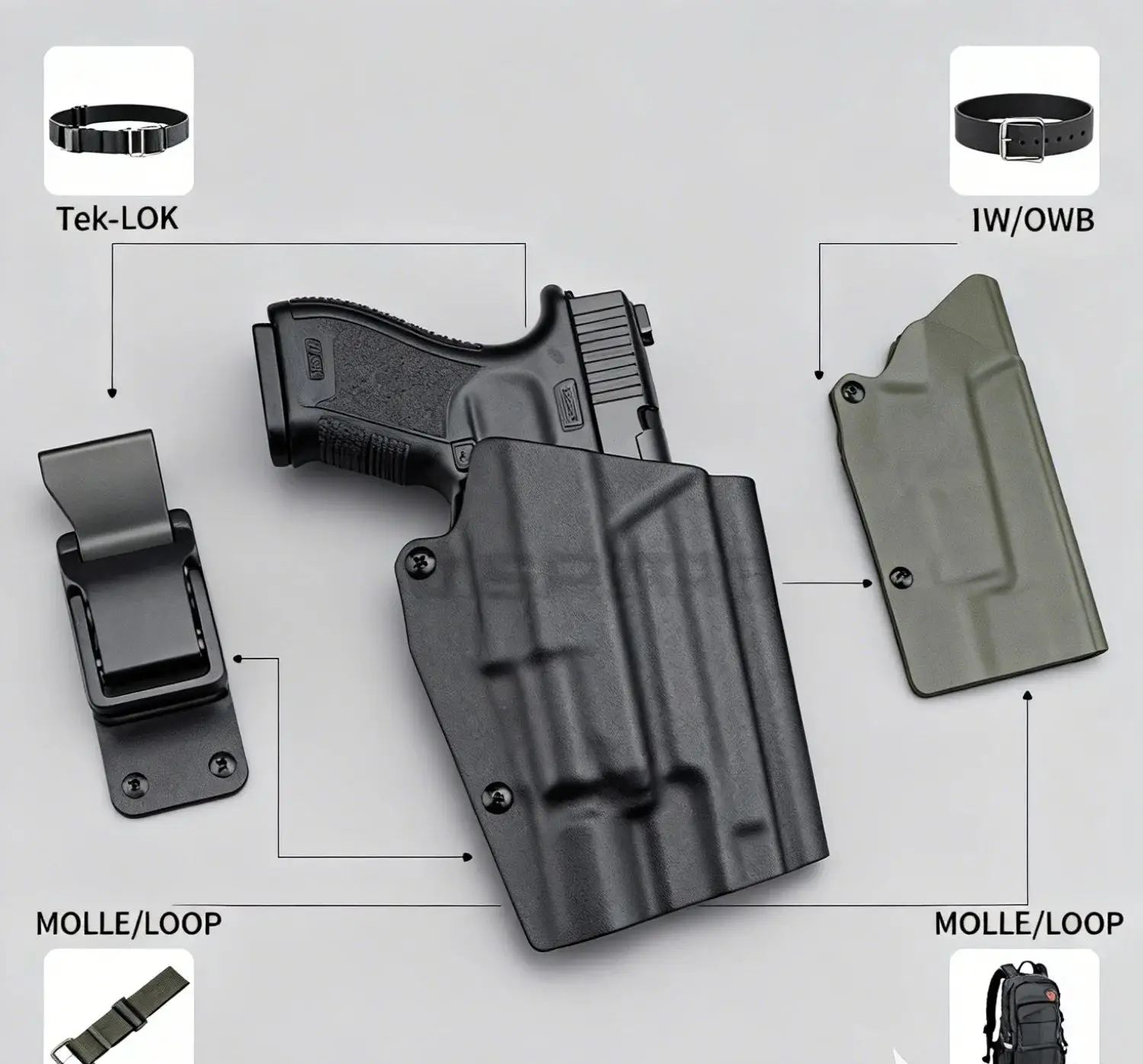 Cinturón táctico de liberación rápida K (compatible con P226 + X300) cinturón de liberación rápida para pistola