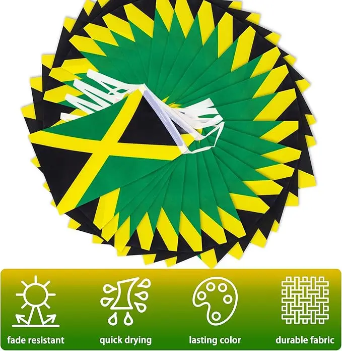 Bandera de Jamaica de tamaño 14x21cm con 20 banderas decorativas jamaicanas de poliéster de alta calidad para interiores y exteriores