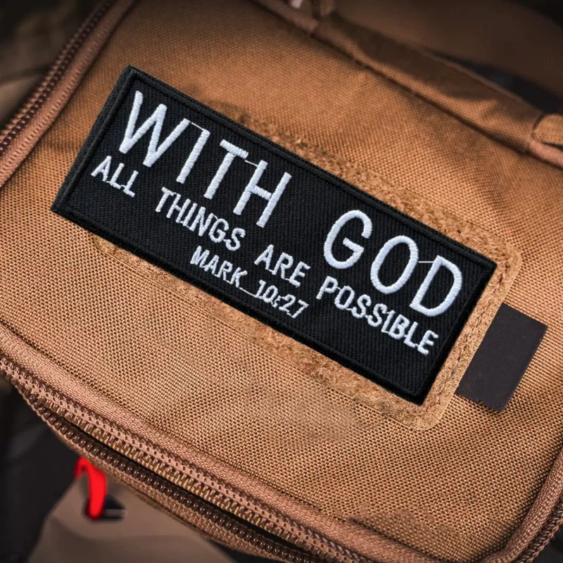 Insignia de moral táctica "con Dios", parche bordado, parches de gancho, ropa, mochila, pegatinas, brazalete - imagen 2