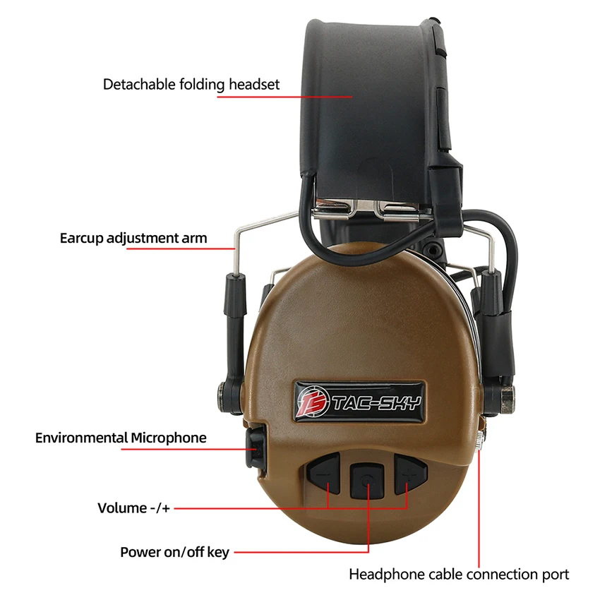 SORDN-auriculares tácticos militares Airsoft, cascos con reducción de ruido, orejeras electrónicas de caza y riel de arco, soporte para auriculares, novedad de TAC-SKY - imagen 3