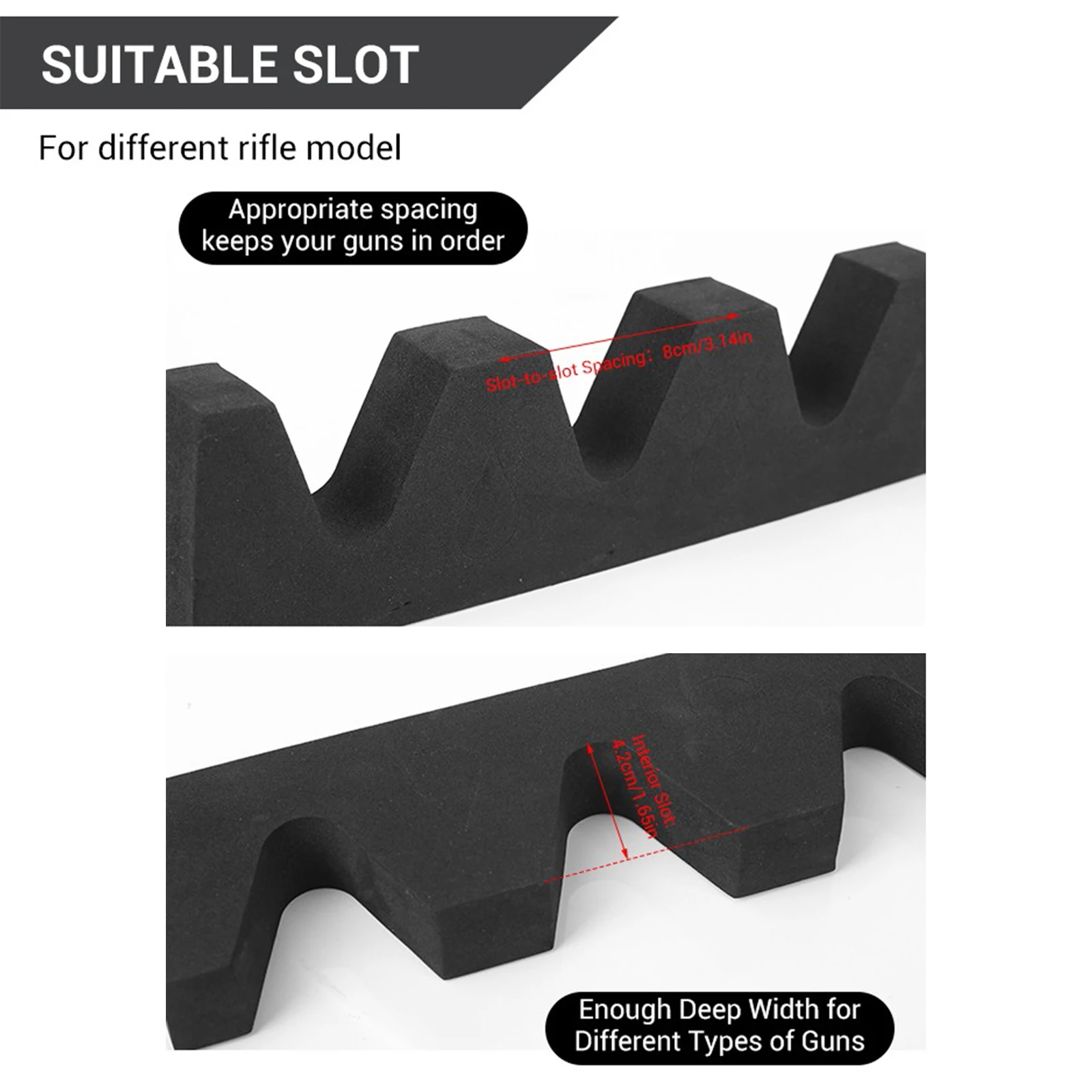 Estante de espuma con 5 ranuras para pistola, Rifle, escopeta, montaje en pared, estante adhesivo para exhibición de pistola y soporte de descanso para gabinete de pistola, soporte de almacenamiento - imagen 5