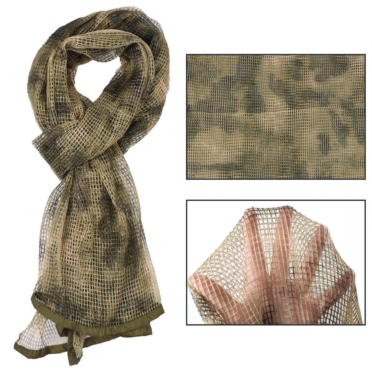 Bufanda de camuflaje de red de malla táctica, red de camuflaje deportiva, caza, tiro, fotografía salvaje, francotirador, malla de camuflaje, bufandas para senderismo - imagen 5