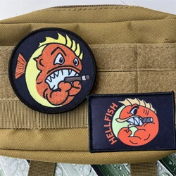 HELLFISH Parche táctico pez lucha con velcro