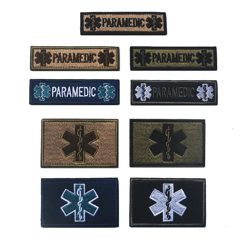 Parches militares bordados con bandera de EE. UU., EMT, estrella de la vida, rayas, emblema de ayuda médica paramédica de primeros auxilios, insignia táctica - imagen 2