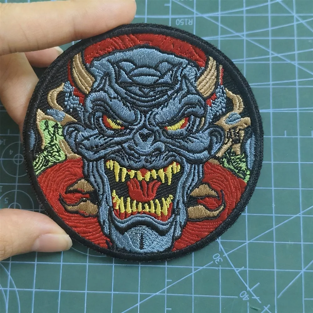 Parche bordado de fantasma azul, apliques de brazalete táctico para decoración de mochila de ropa - imagen 4