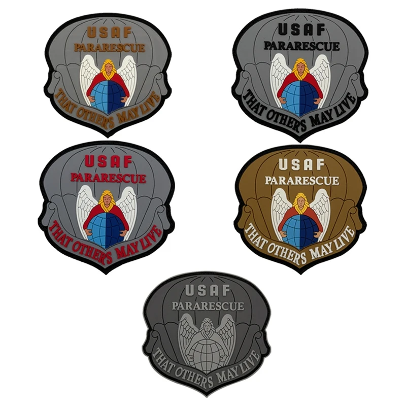 Parche luminoso de gancho y bucle de PVC de rescate USAF, parches de accesorios de ropa, insignia moral al aire libre, insignias tácticas para mochila