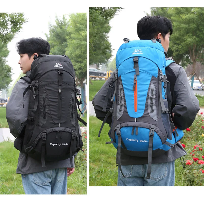 Mochila de viaje para acampar de 70L para hombre, bolsas de gran capacidad para senderismo y montañismo, bolsos de hombro impermeables para deportes al aire libre - imagen 3