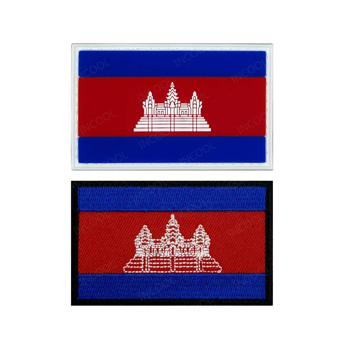 Parches de goma de PVC para bandera de Camboya, apliques bordados camboyanos, tira para brazalete, gancho para hombro, insignias decorativas para gorra de bolso - imagen 3