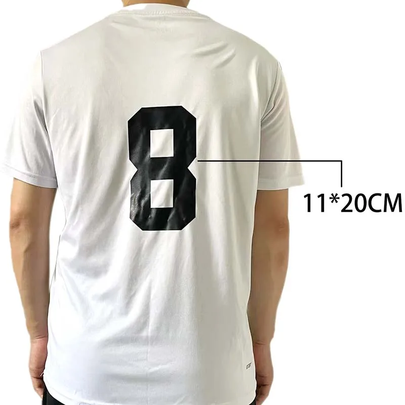 Parches de letras con números grandes de 20x11CM, pegatina para ropa, 0 ~ 9, insignias de Jersey con números digitales blancos y negros, parches de transferencia de calor para planchar - imagen 5