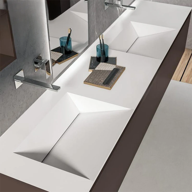 Lavabo integrado francés de color crema wind rock board, combinación de armario de baño, baño de lujo ligero, lavabo, cara y - imagen 3