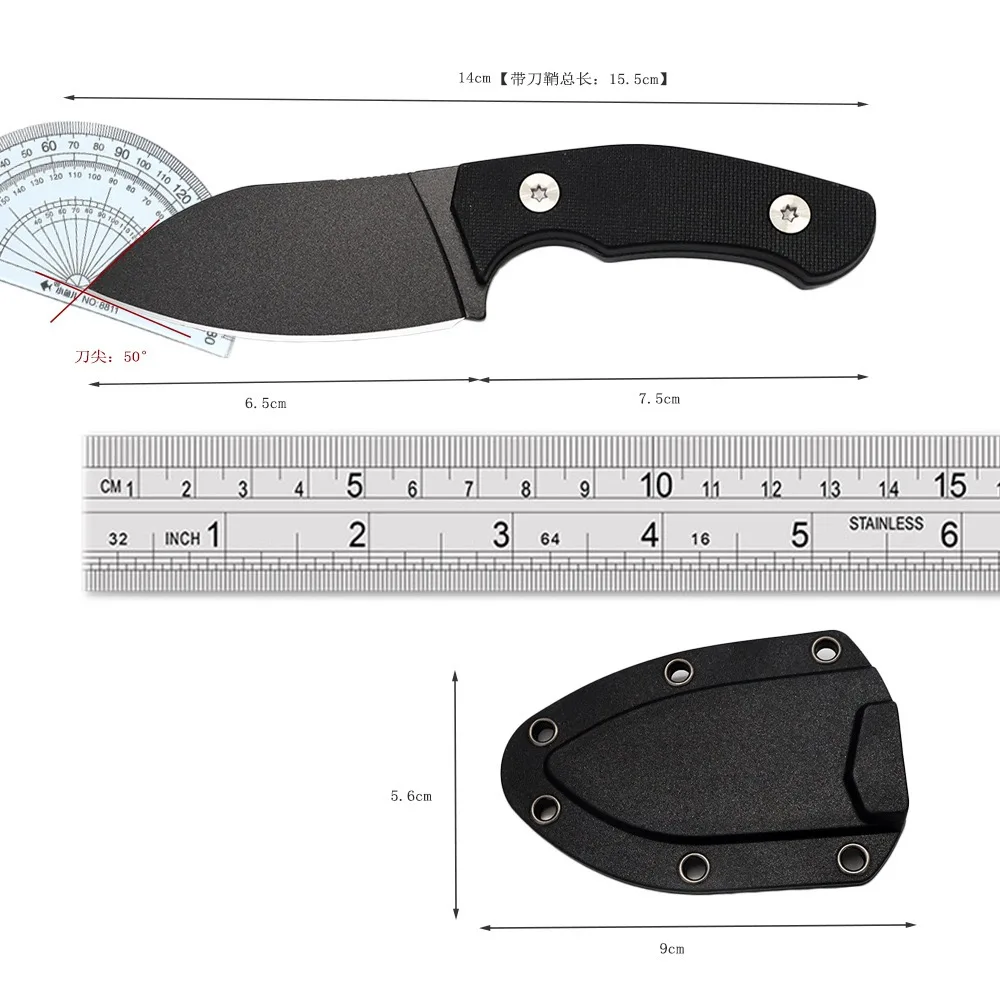 Cuchillo de supervivencia táctico EDC portátil con funda resistente - imagen 4
