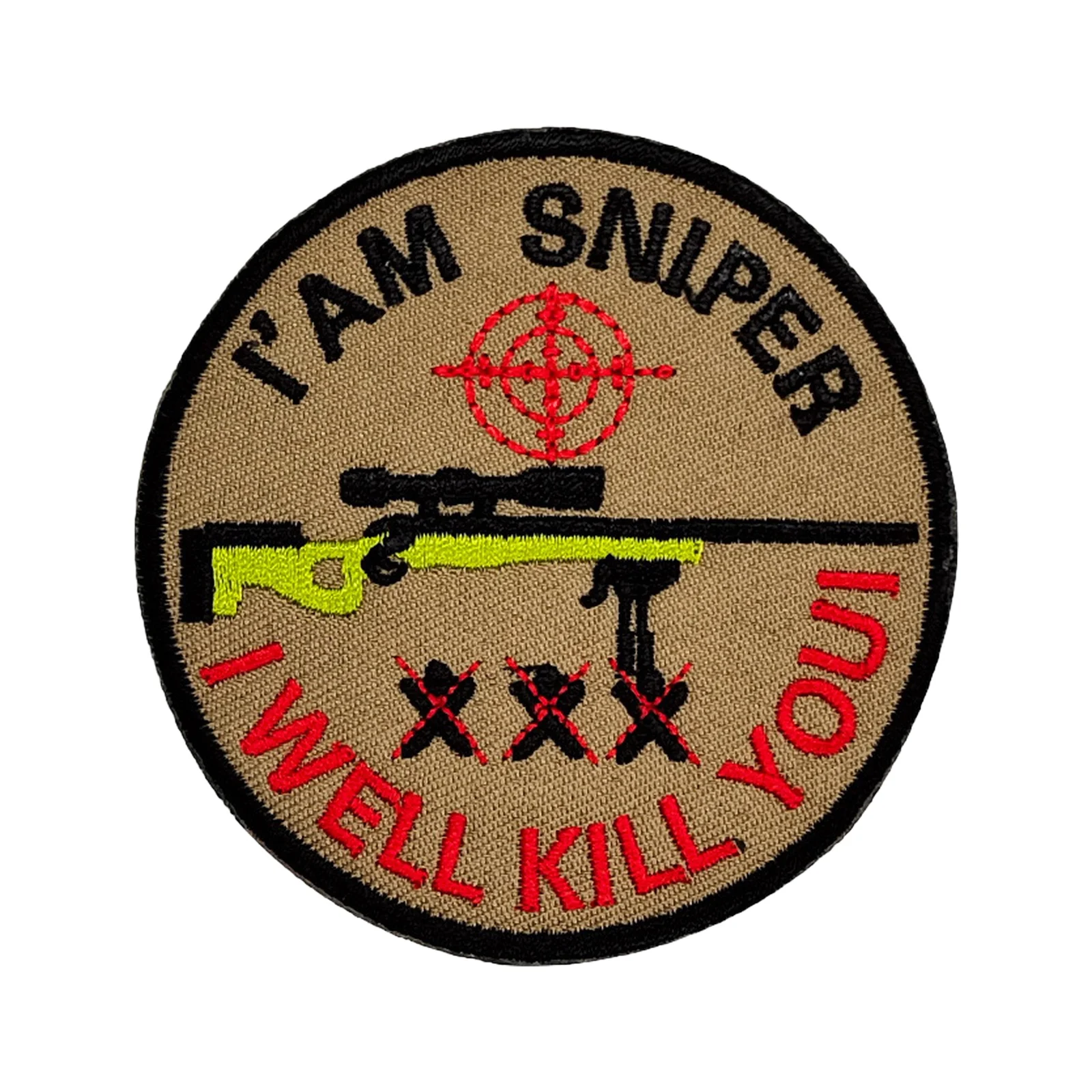 Parche de Velcros de advertencia para Rifle de francotirador, insignia bordada con cierre de gancho y bucle divertido para mochila táctica Molle, chaqueta y gorras