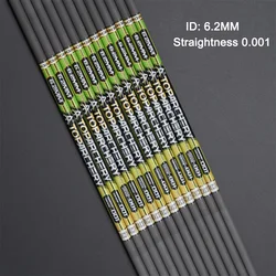 12 Uds ID 6,2mm 100% eje de flecha de carbono puro columna vertebral 300-600 rectitud 0,001 para arco tiro con arco
