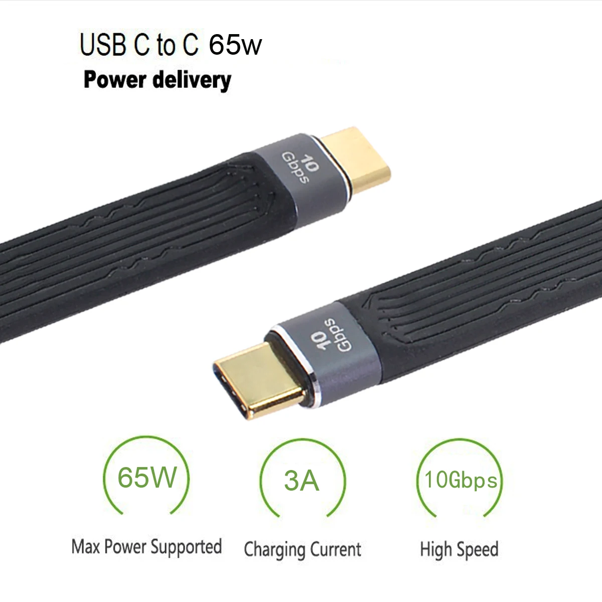Cable de datos para ordenador portátil y teléfono, conector USB 3,1 de 10Gbps, plano, tipo C, 13cm, Delgado, FPC - imagen 3
