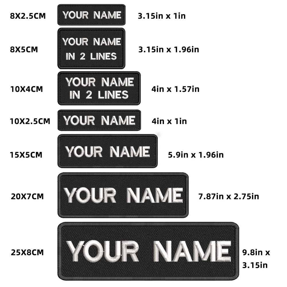 Parche con nombre personalizado, parches personalizados, tamaño 15x5cm, insignia bordada personalizada, emblemas de rayas, bucle de hierro o gancho