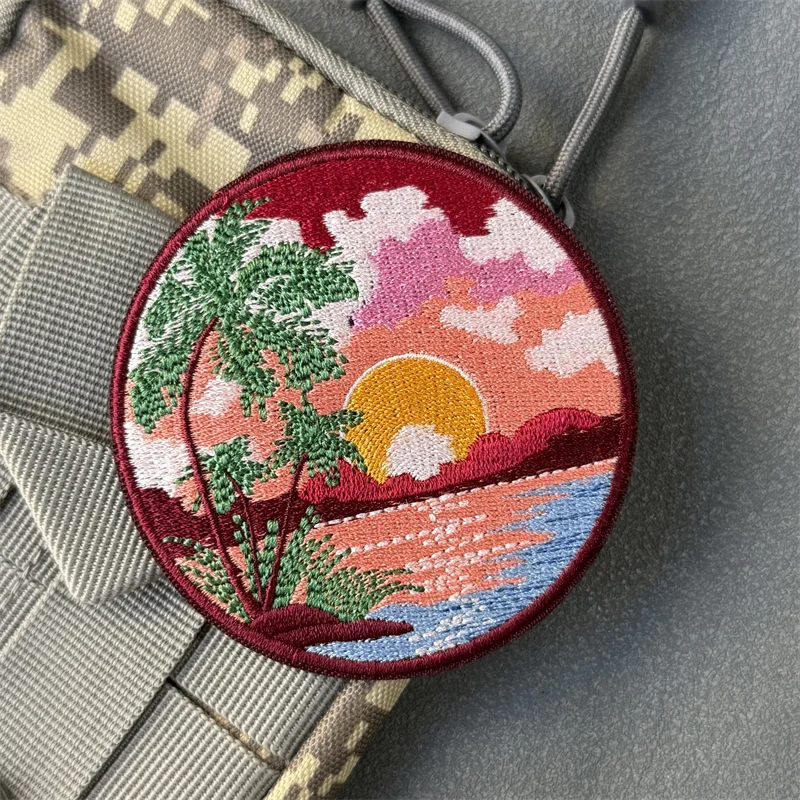 Parche "Island Dawn", insignia de moral táctica, gancho bordado y bucle, mochila, ropa, accesorios decorativos, pegatina, brazalete - imagen 5