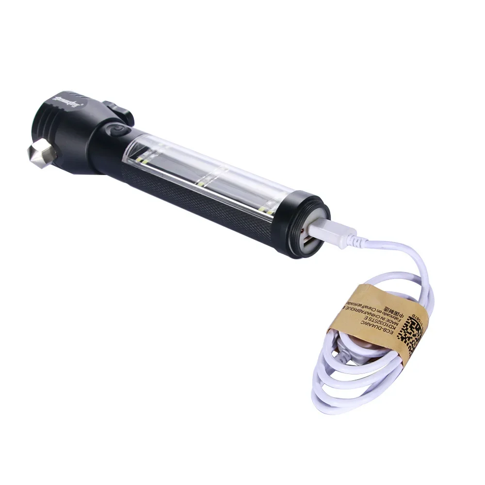 Linterna táctica multiusos alimentada por energía Solar recargable por USB, alarma de emergencia SOS, interruptor de vidrio, Camping, coche, antorcha de supervivencia, 10 en 1 - imagen 5