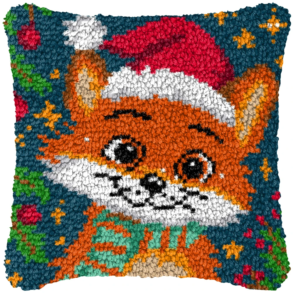 Kits de ganchos de pestillo navideños, alfombras, funda de almohada Smyrna, paquete de almohada con nudo, juego de ganchos de pestillo de animales para costura, cojín bordado - imagen 5