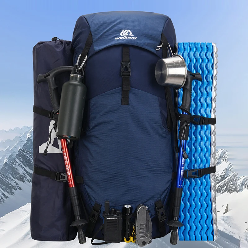 Mochila de viaje para acampar, bolsa para exteriores, escalada con cubierta para lluvia para hombres, senderismo, montañismo, bolsas de hidratación deportiva, 60L - imagen 5