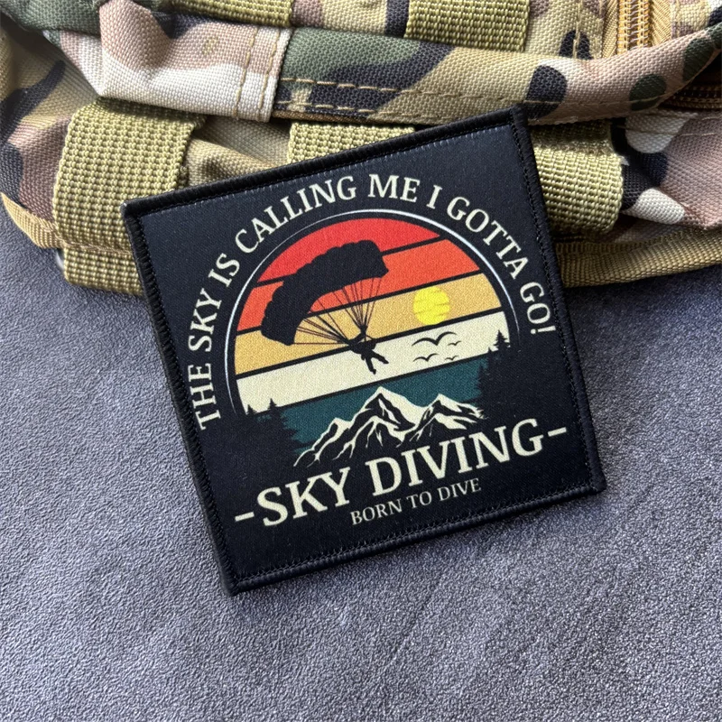 Parche táctico Sky Diving bordado velcro para mochila y brazalete - imagen 5